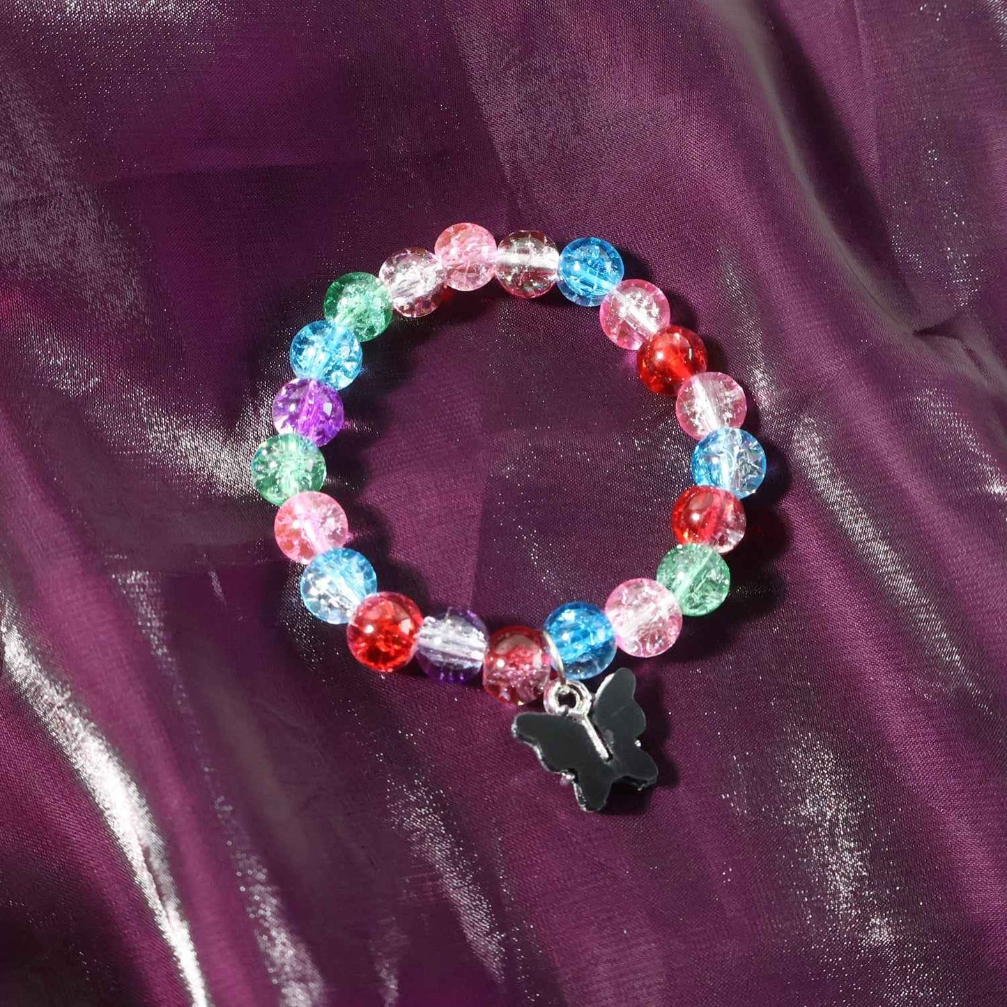 Premium Multicolor Crackle-bead Stretch Bracelet  (1 Pc)
