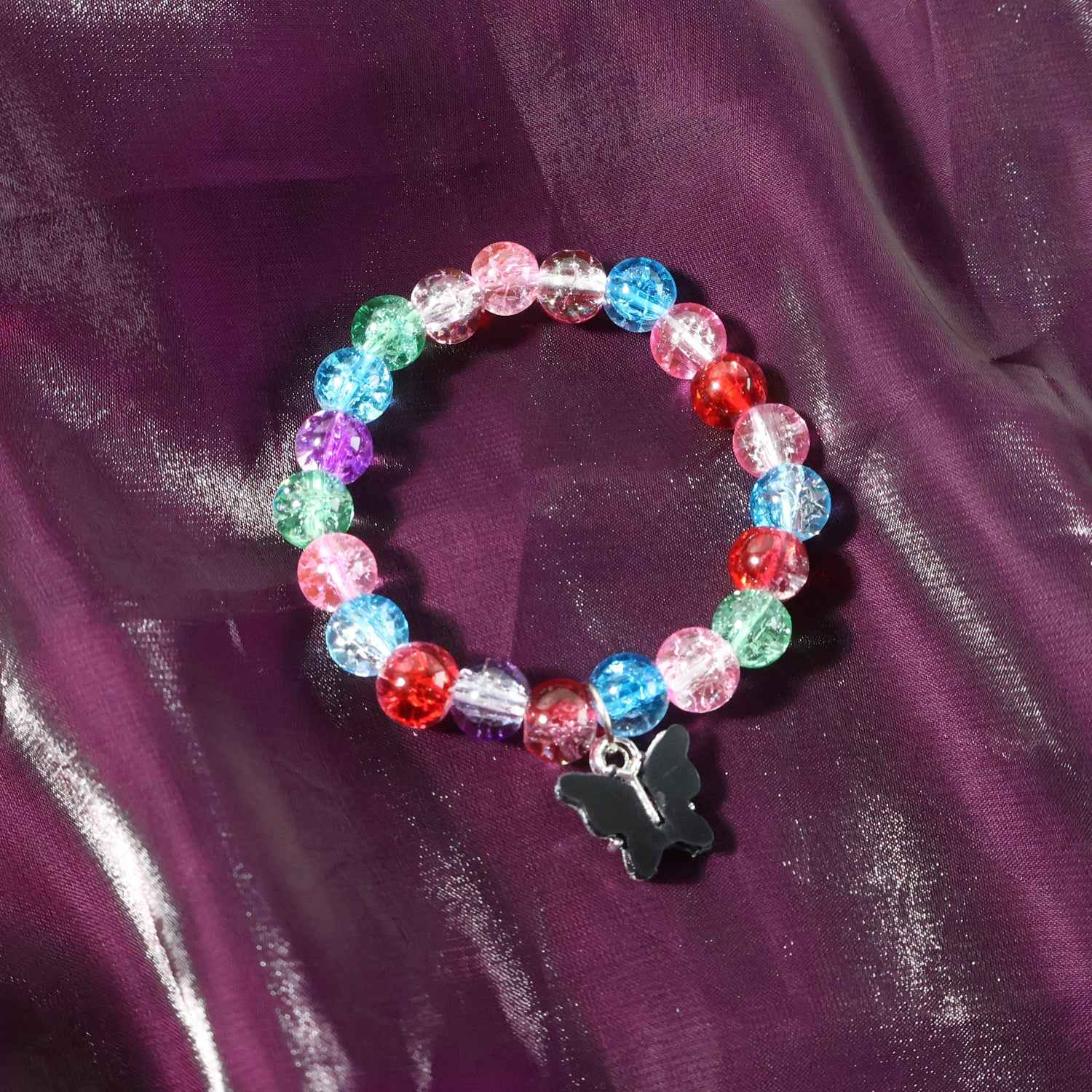 Premium Multicolor Crackle-bead Stretch Bracelet  (1 Pc)