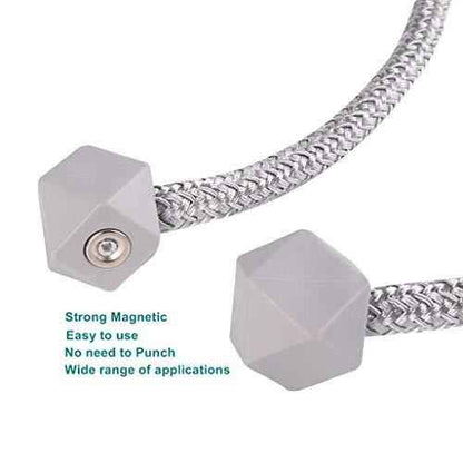 1441 Hexagonal Magnetic Braided Rope Drapery Window Curtains Loop Binding Ties Buckle (2 Pc)