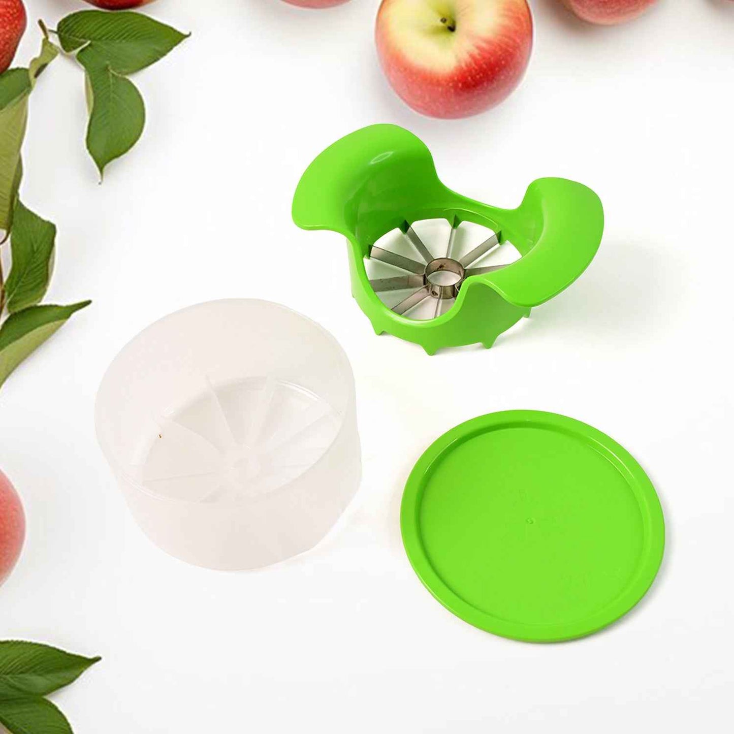 Apex Apple Cutter With Container  Unbreakable Abs Body  Stainless Steel Blades