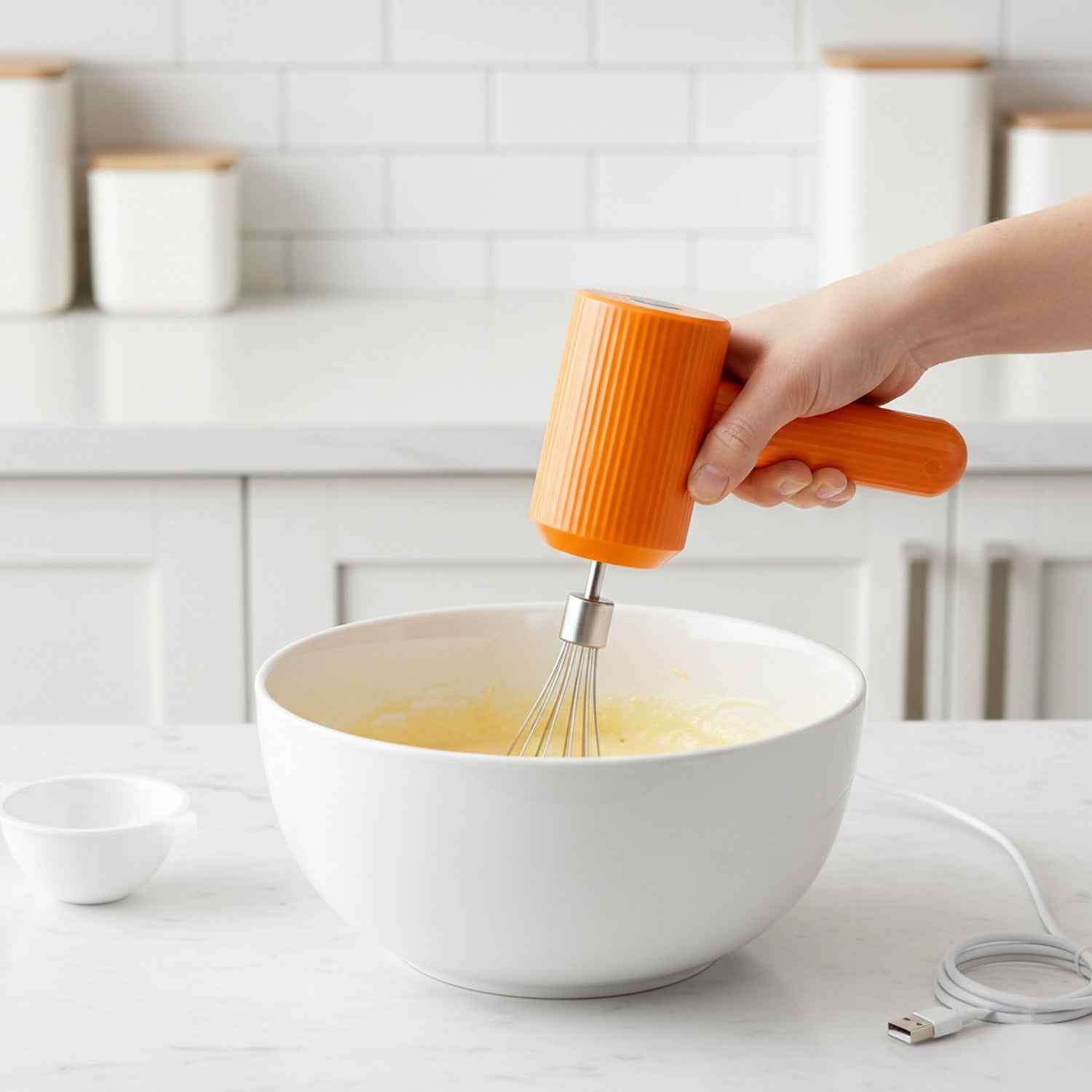 Portable Usb Rechargeable Electric Handheld Whisk Mixer (1 Set)