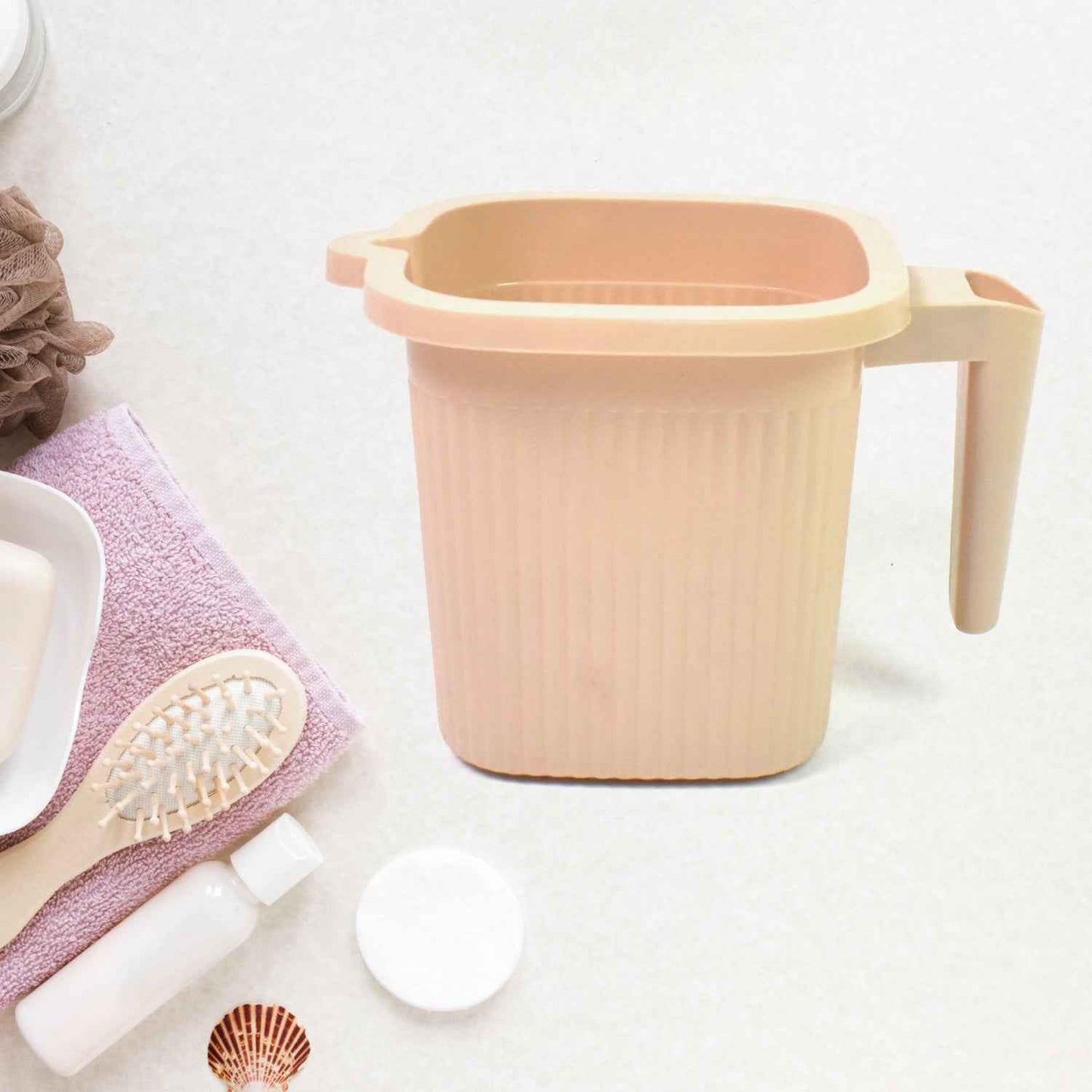 Plastic Square Bath Water Mug (4 Pc  1000 Ml  Mix Color)