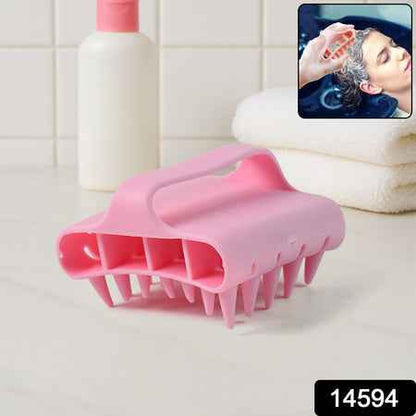 Scalp Massager Shampoo Brush Soft Silicone Hair Washing Comb With Handle