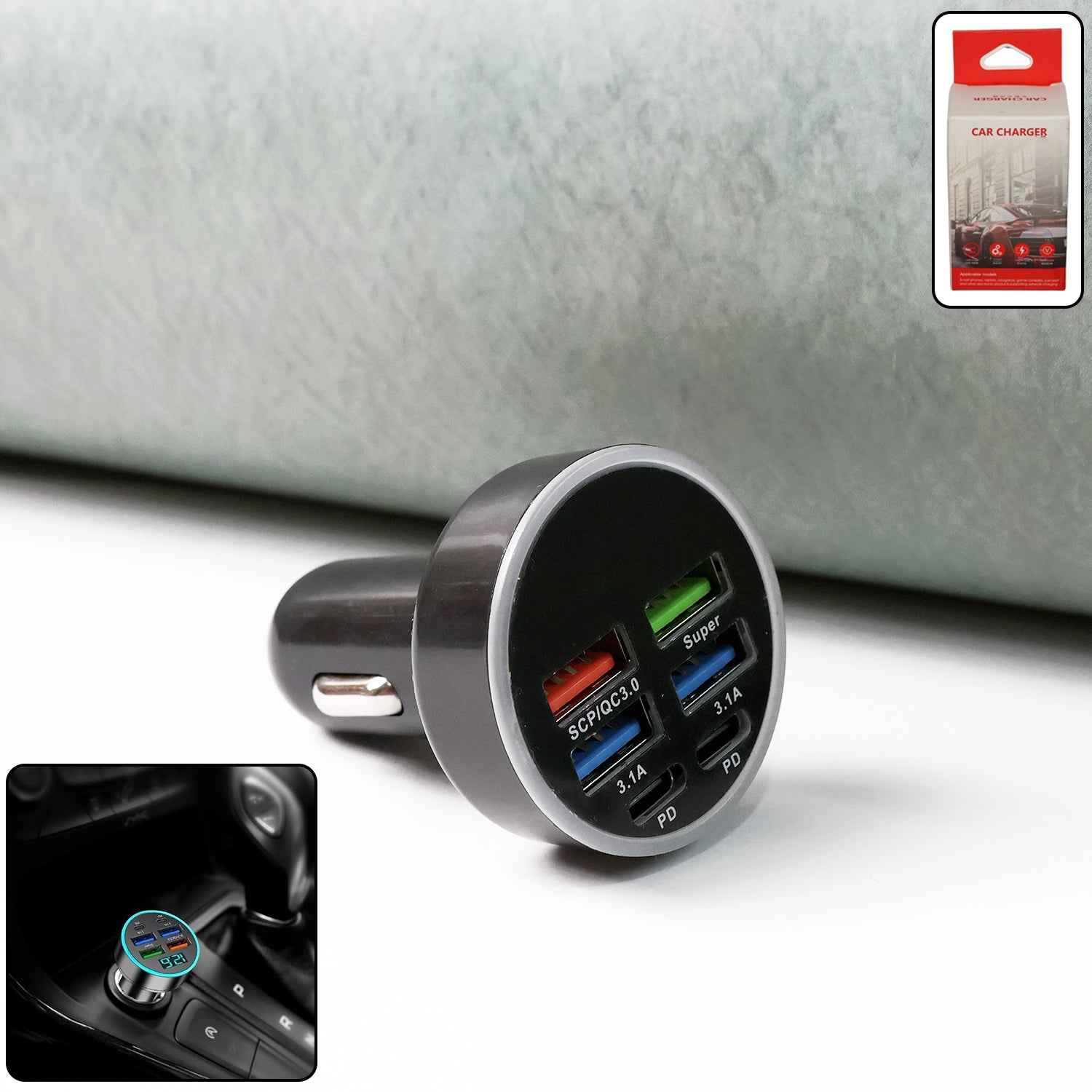 Multi-port Fast Car Charger For 12v24v Vehicles  4-usb Smart Adapter