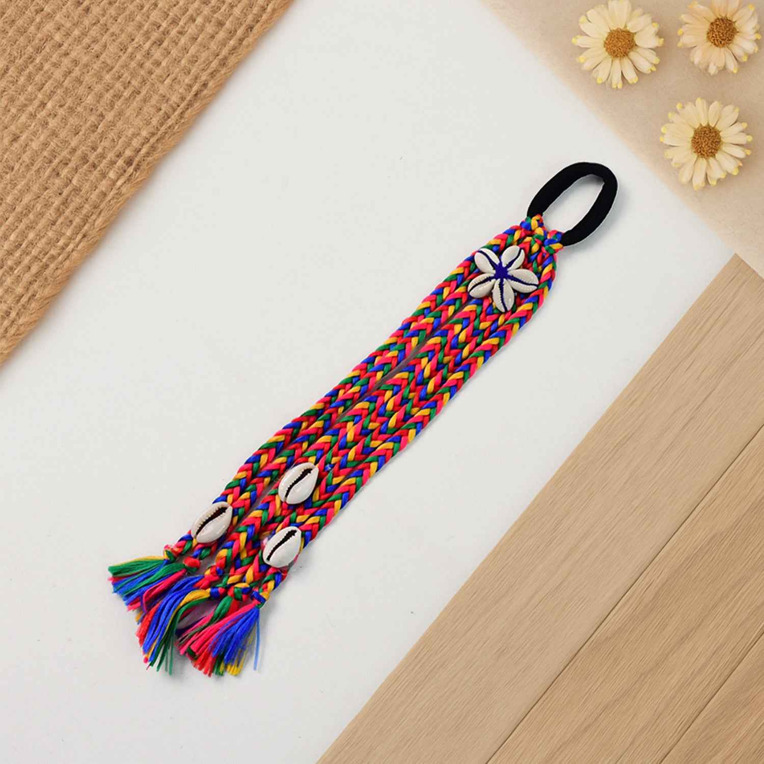 Traditional Multicolor Braided Hair Accessory Stylish Kodi String Bow (1 Pc)