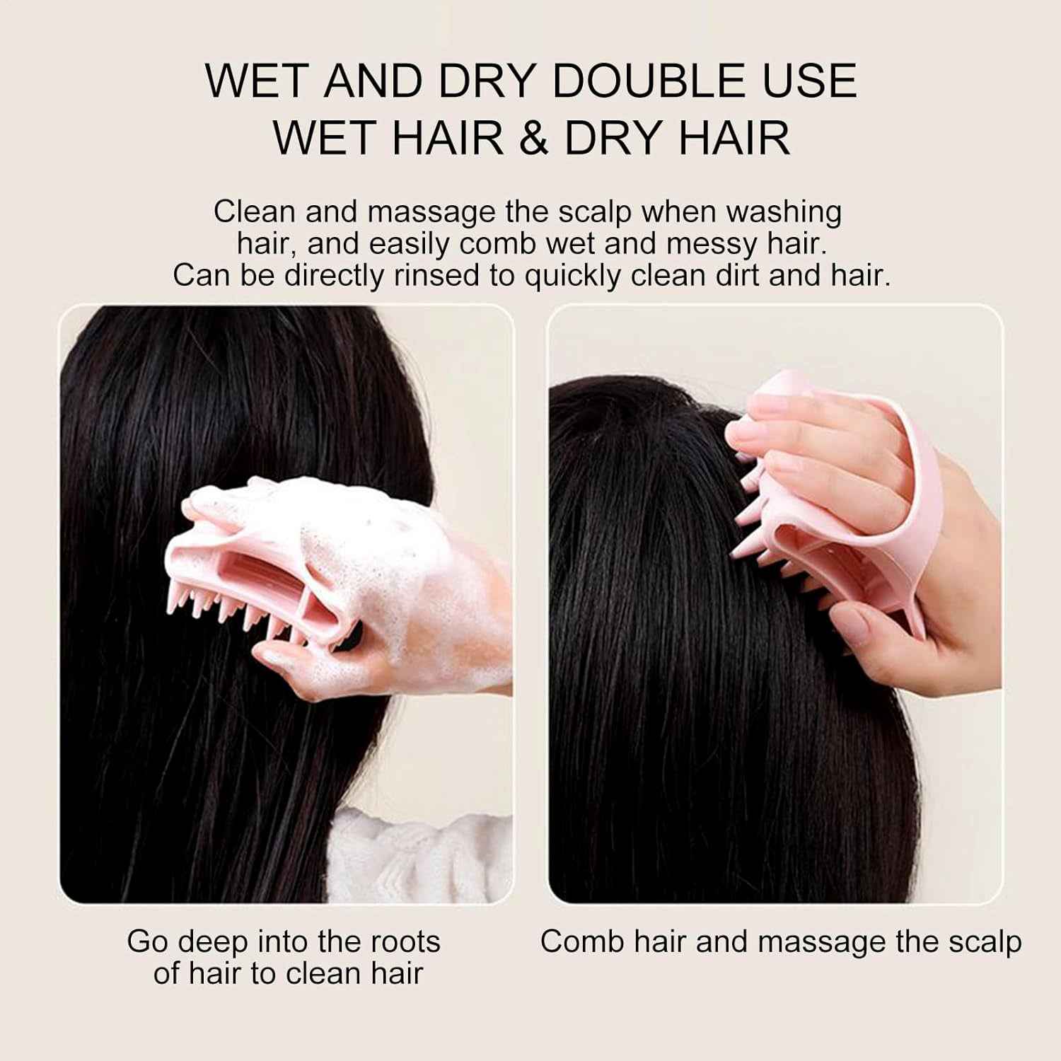 Scalp Massager Shampoo Brush Soft Silicone Hair Washing Comb With Handle