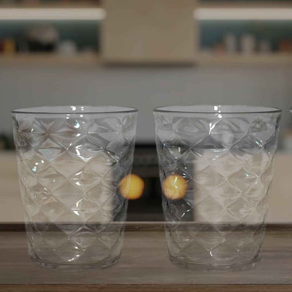 Apex Pyramid Design Unbreakable Plastic Glass  300 Ml
