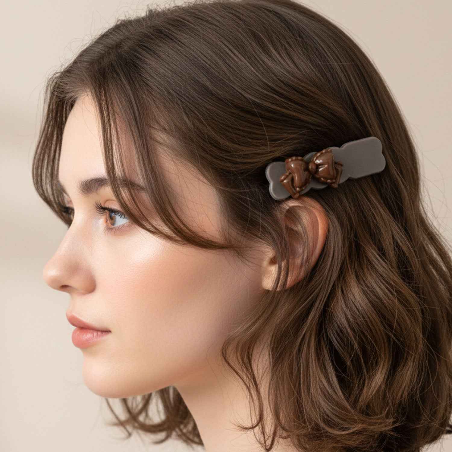 Elegant Bow Design Hair Clips Set (4 Pc)