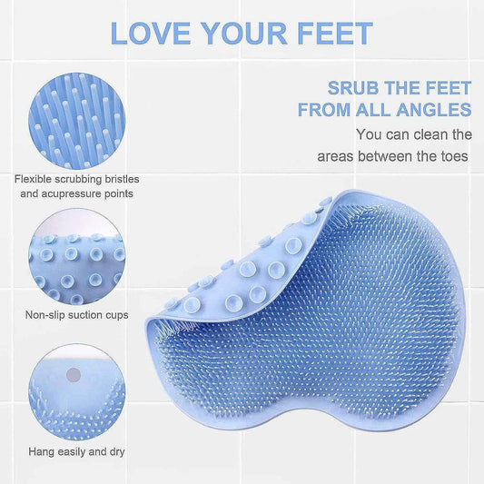 9310 Silicone Bath Massage Cushion With Suction Cup Shower Foot Scubber Brush Foot Bath Mat Scrubber Anti-slip Exfoliating Dead Skin Massage Pad Lazy Wash Feet Bathroom Mat