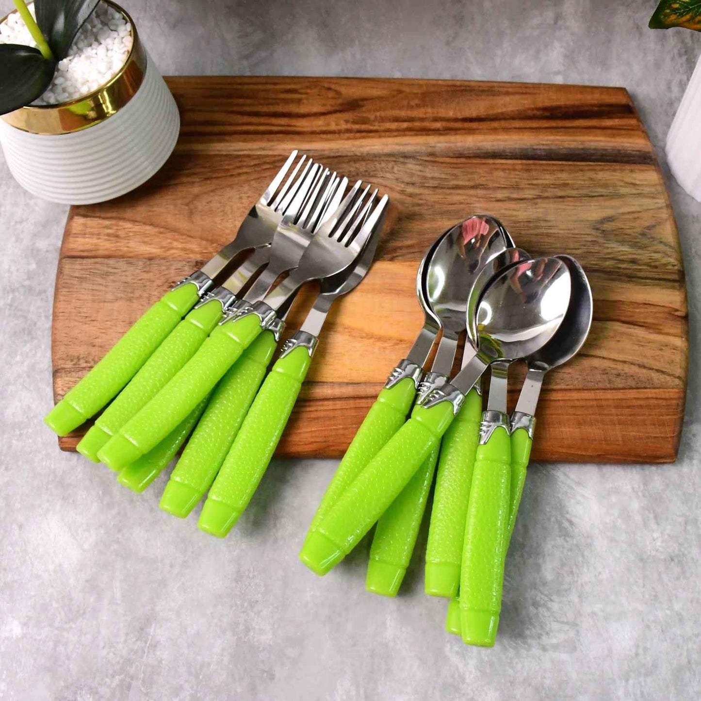 Supermom Premium Fancy Cutlery Set With Holder (24 Pc Set) - BeSh Deals®