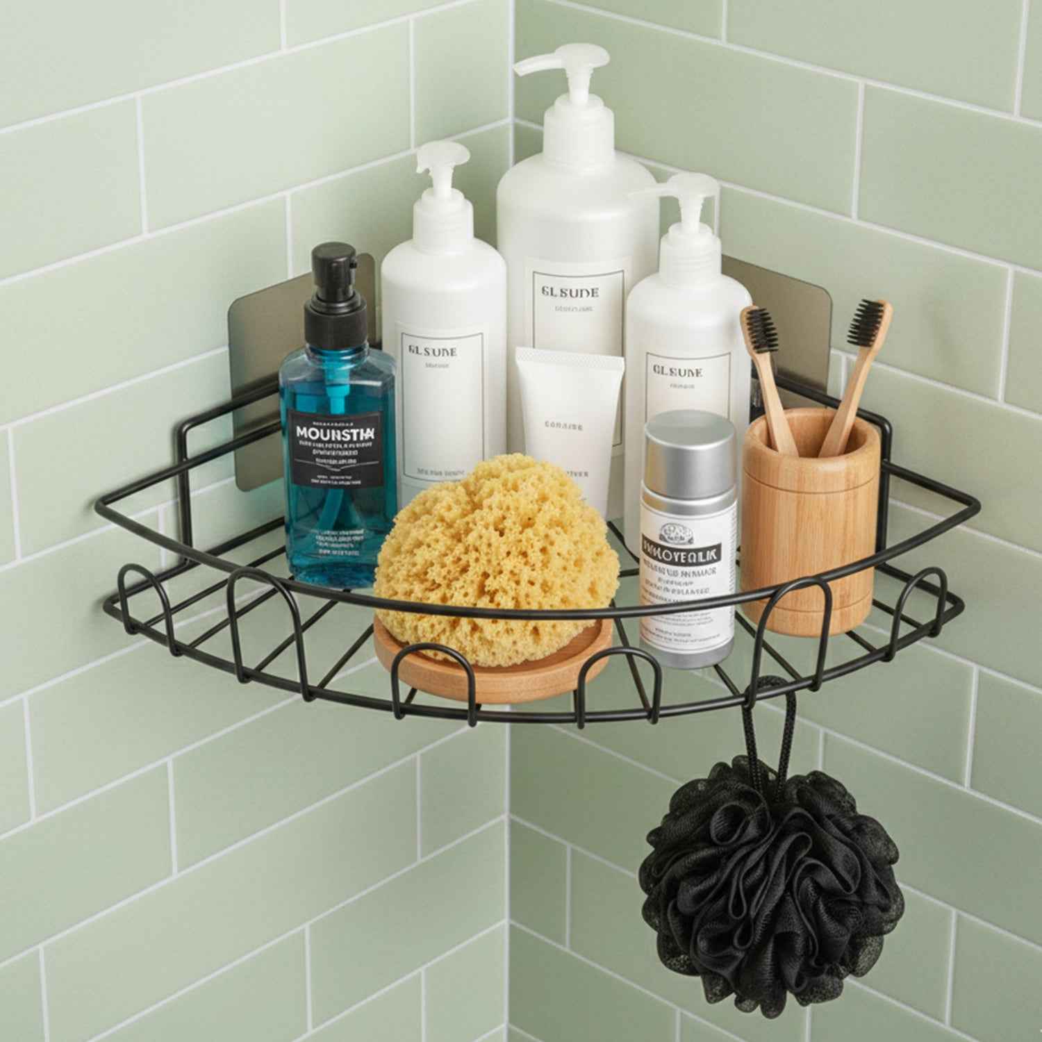 Wall-mounted Corner Bathroom Storage Rack (1 Pc)