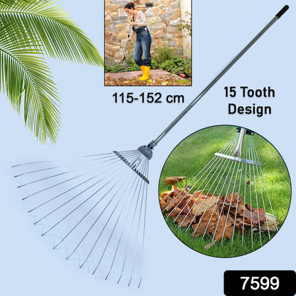 7599 115-152 Cm Rake For Gardening Stainless Steel Telescopic Garden Rake For Quick Clean Up Of Lawn And Yard Adjustable Rake Claws Spacing Garden Broom With Long Handle For Clean Leaves (Moq - 2 Pc) - Best Deals at BeSh Deals®