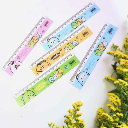 Premium Cute Cartoon Plastic Ruler Set For Kids (5 Pc)