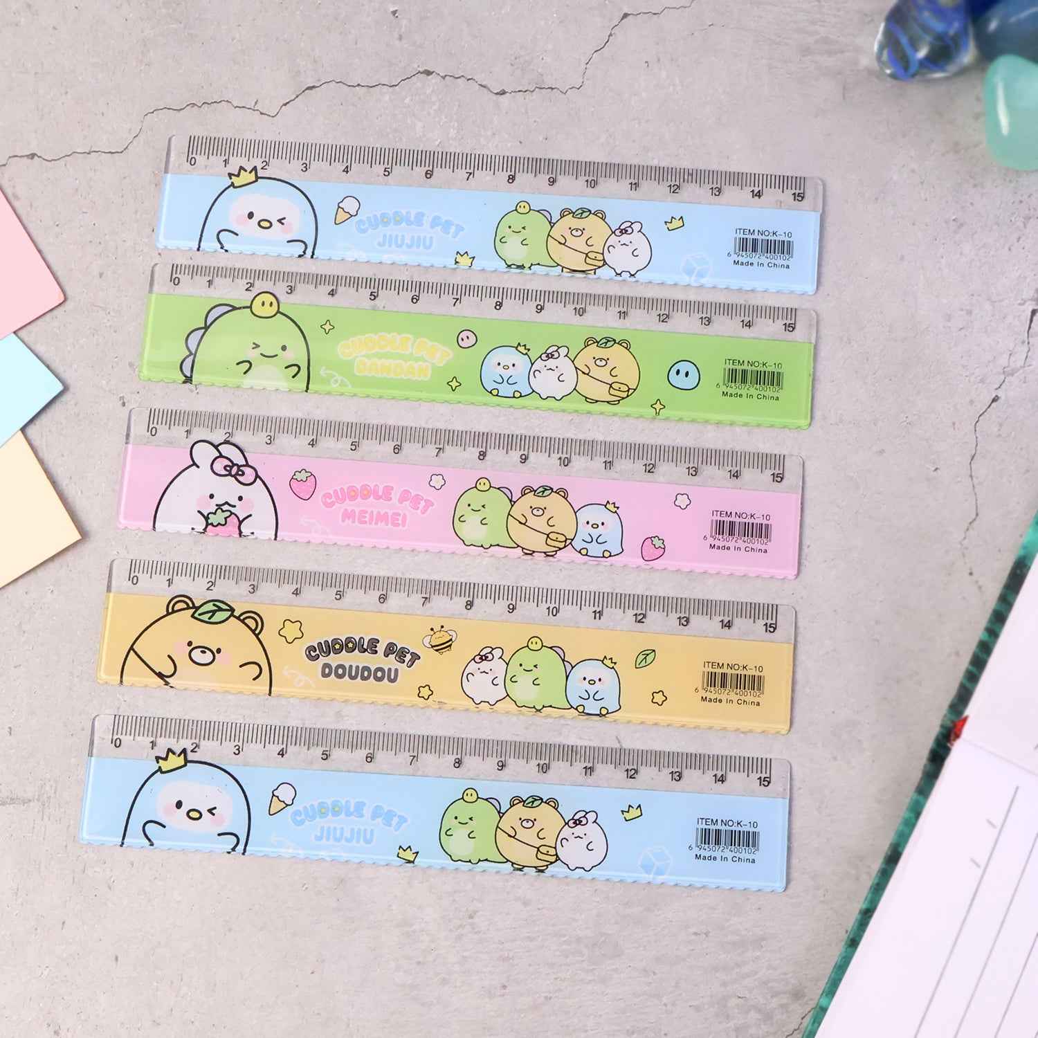 Premium Cute Cartoon Plastic Ruler Set For Kids (5 Pc)