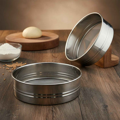 Stainless Steel Fine Mesh Atta Chalni Sieve Set (2 Pc Set)