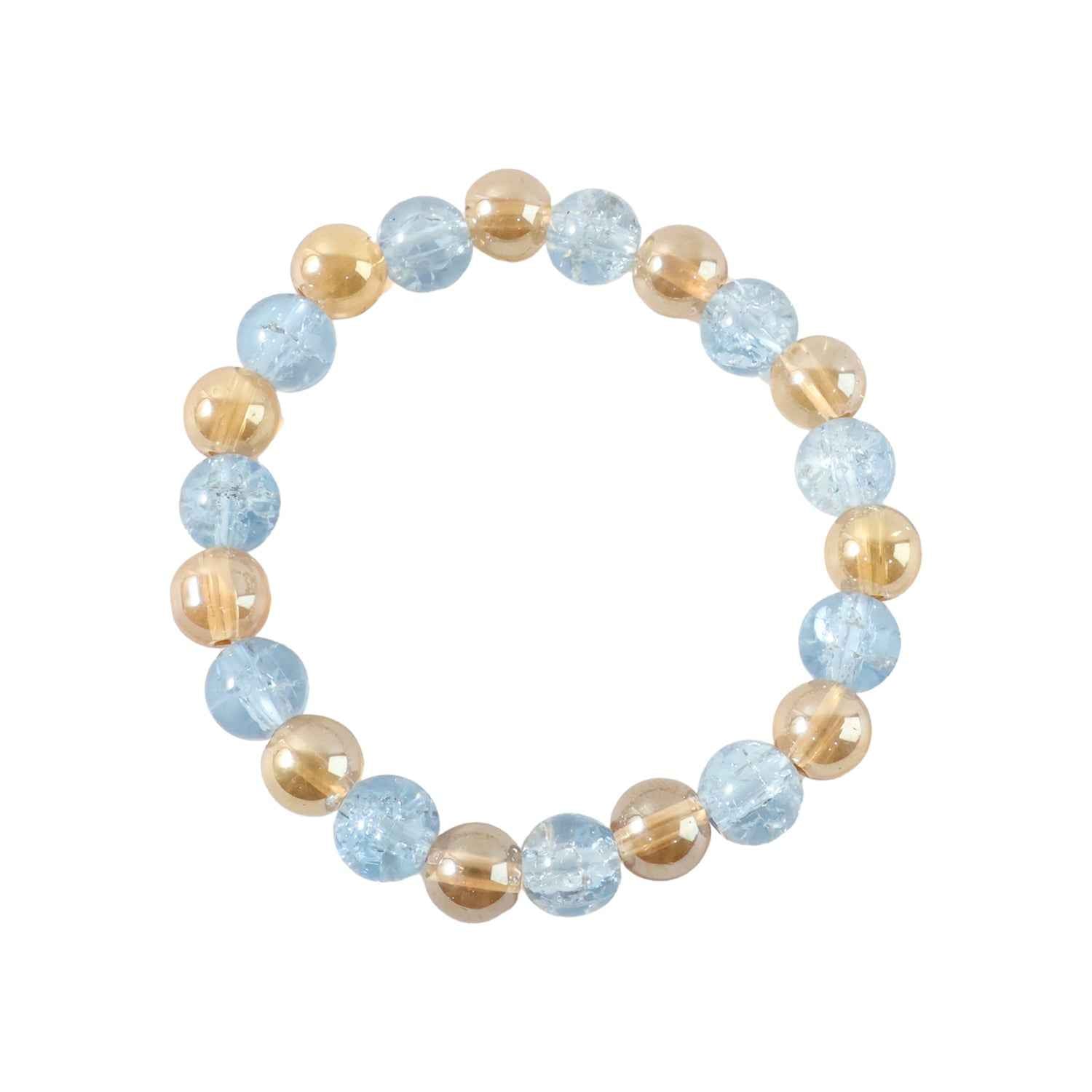 Elegant Dual-tone Crystal Beaded Stretch Bracelet (1 Pc)
