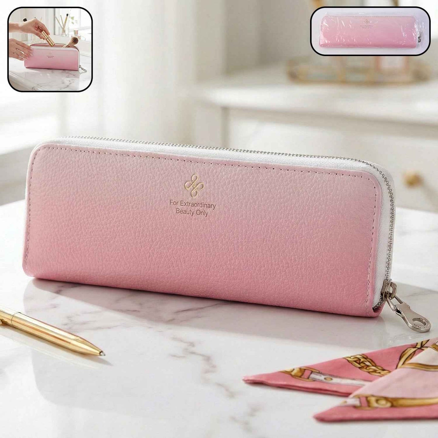 Premium Makeup Brush Storage Pouch With Zip Closure (1 Pc)