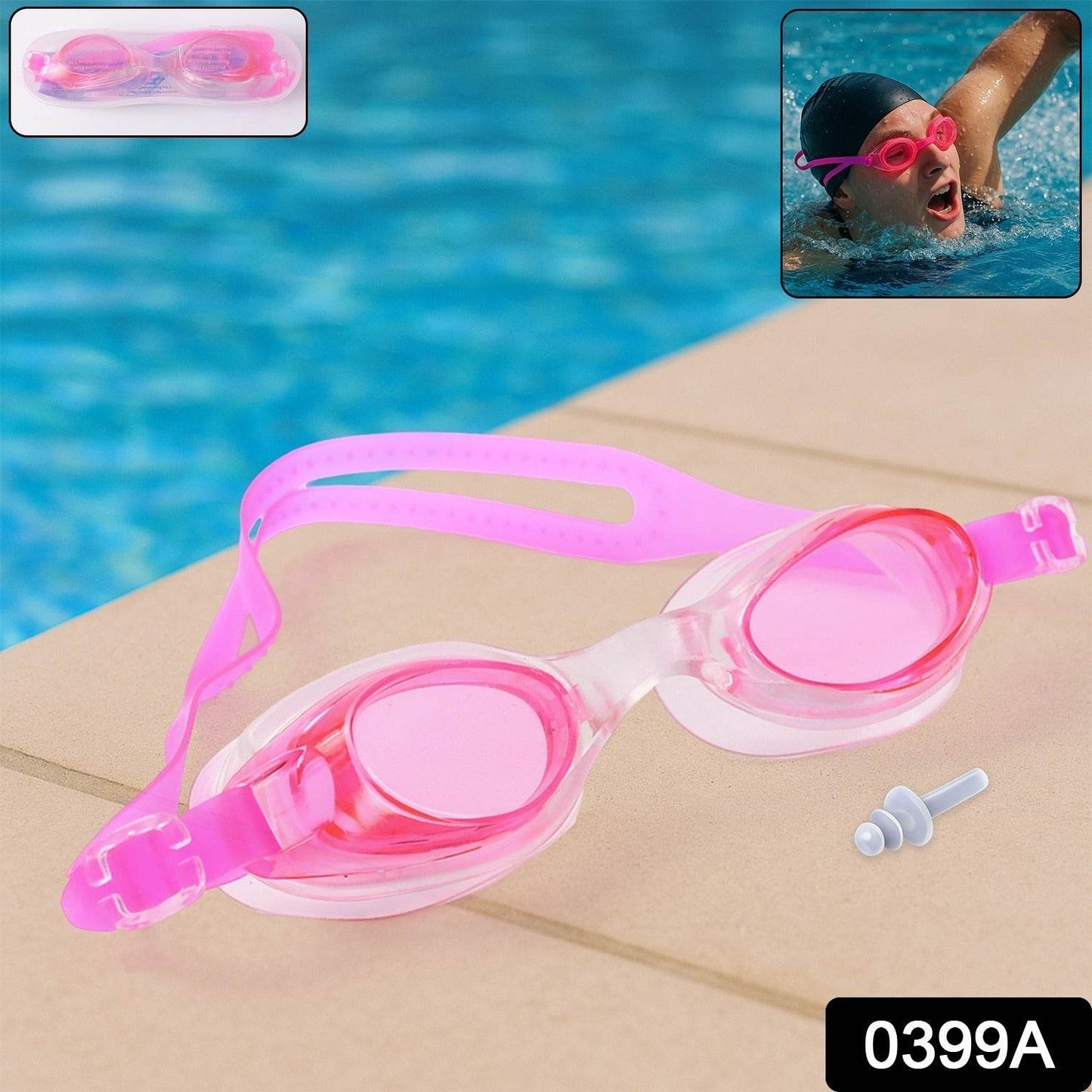 0399a Swimming Goggles With Adjustable Clear Vision Anti-fog Waterproof Swimming Goggles - Best Deals at BeSh Deals®