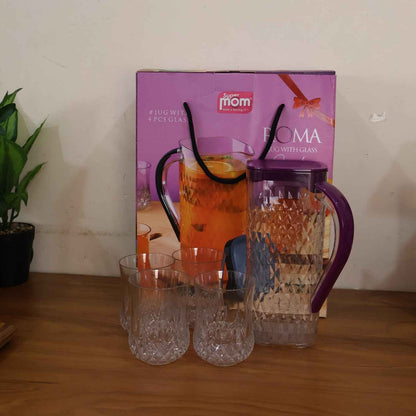 Supermom Roma Plastic Jug With Glasses Combo Set (5 Pc) - BeSh Deals®