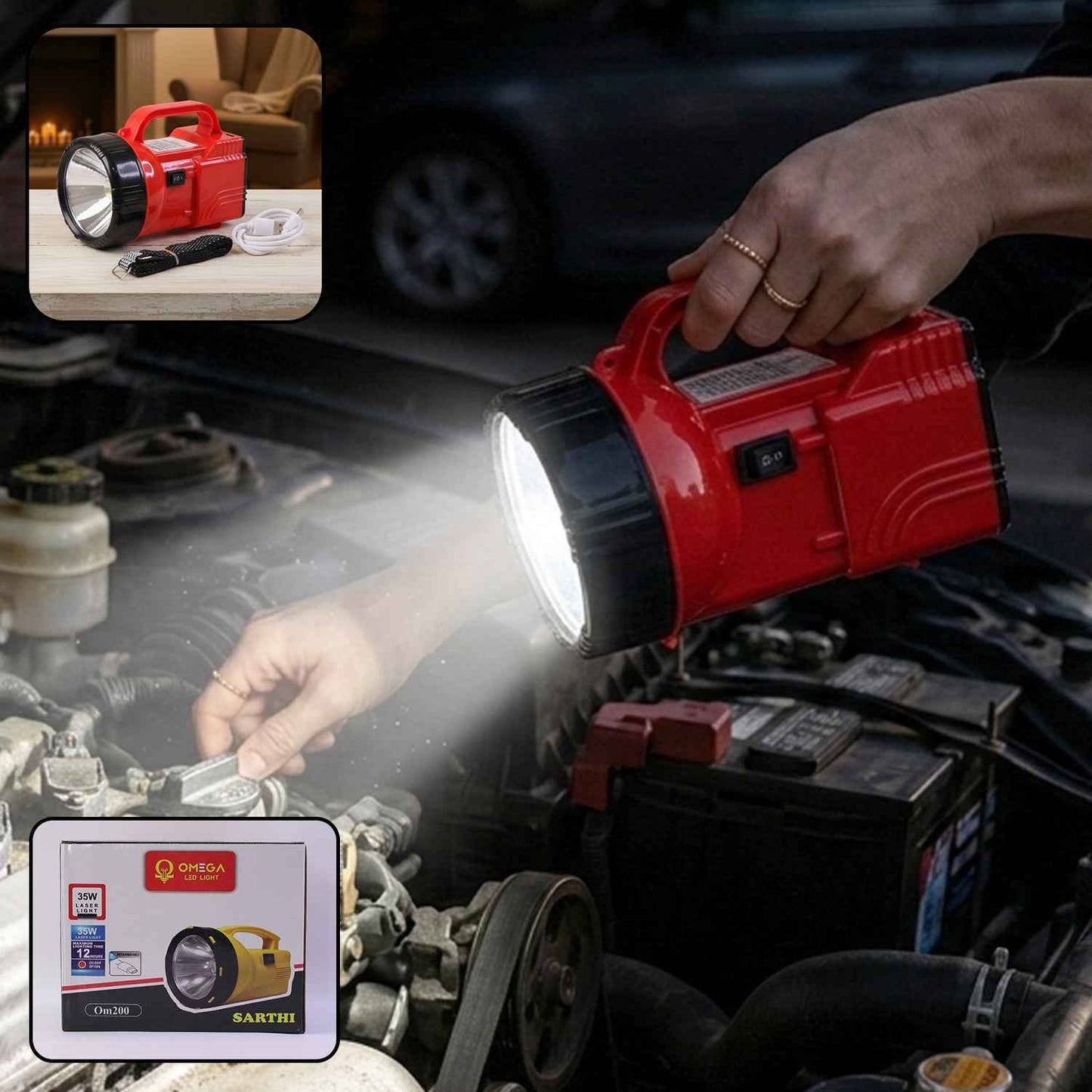 Omega 35w High Power Rechargeable Led Emergency Laser Light (1 Pc 35w)