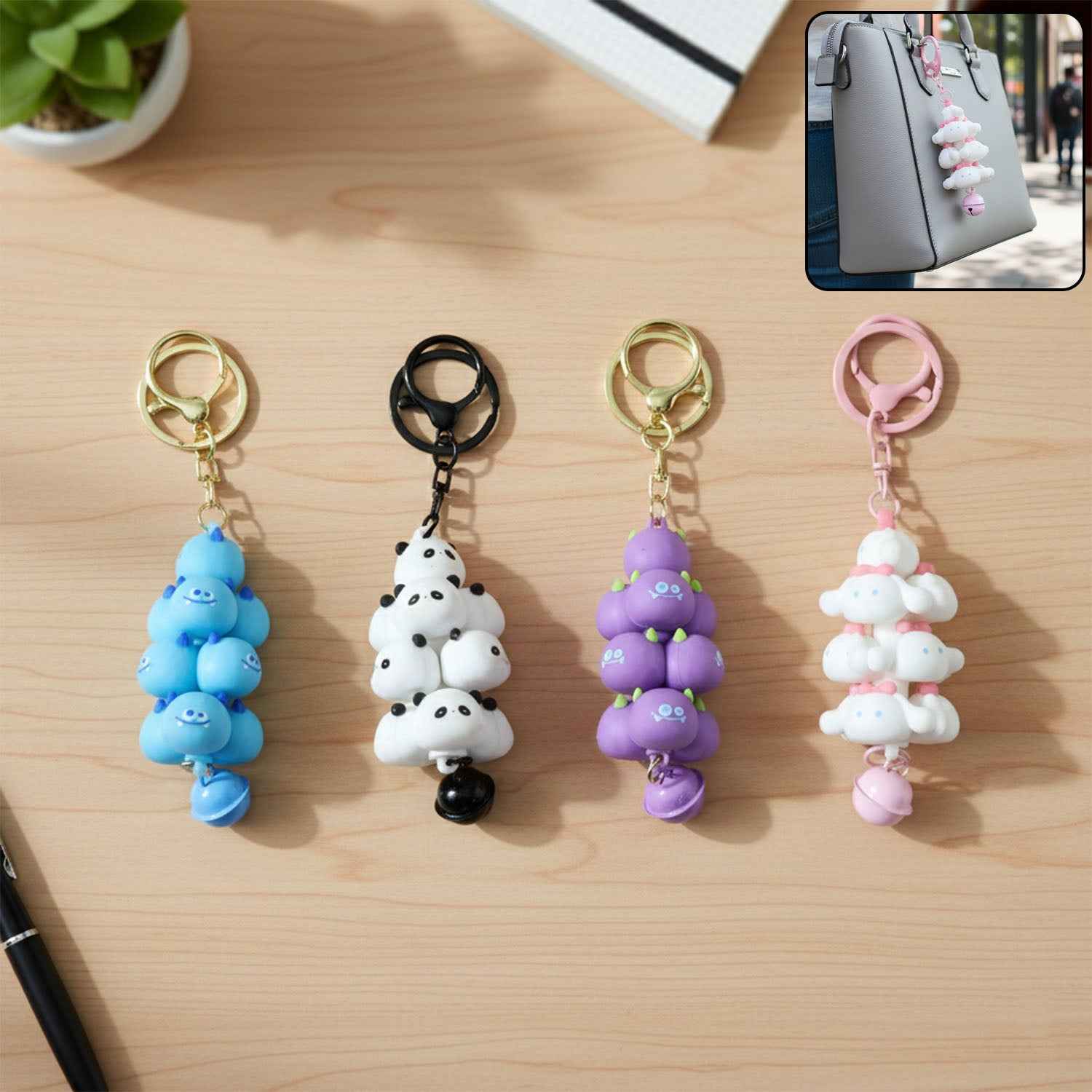 Cute Cartoon Cloud Stack Keychain With Bell (1 Pc  Mix Color)