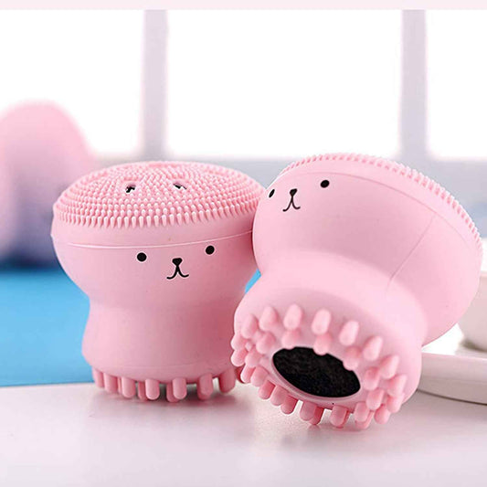 1671 Facial Cleansing Brushes Cute Octopus Shape Silicone Face Scrubber Massager Skincare Tool (1pc)