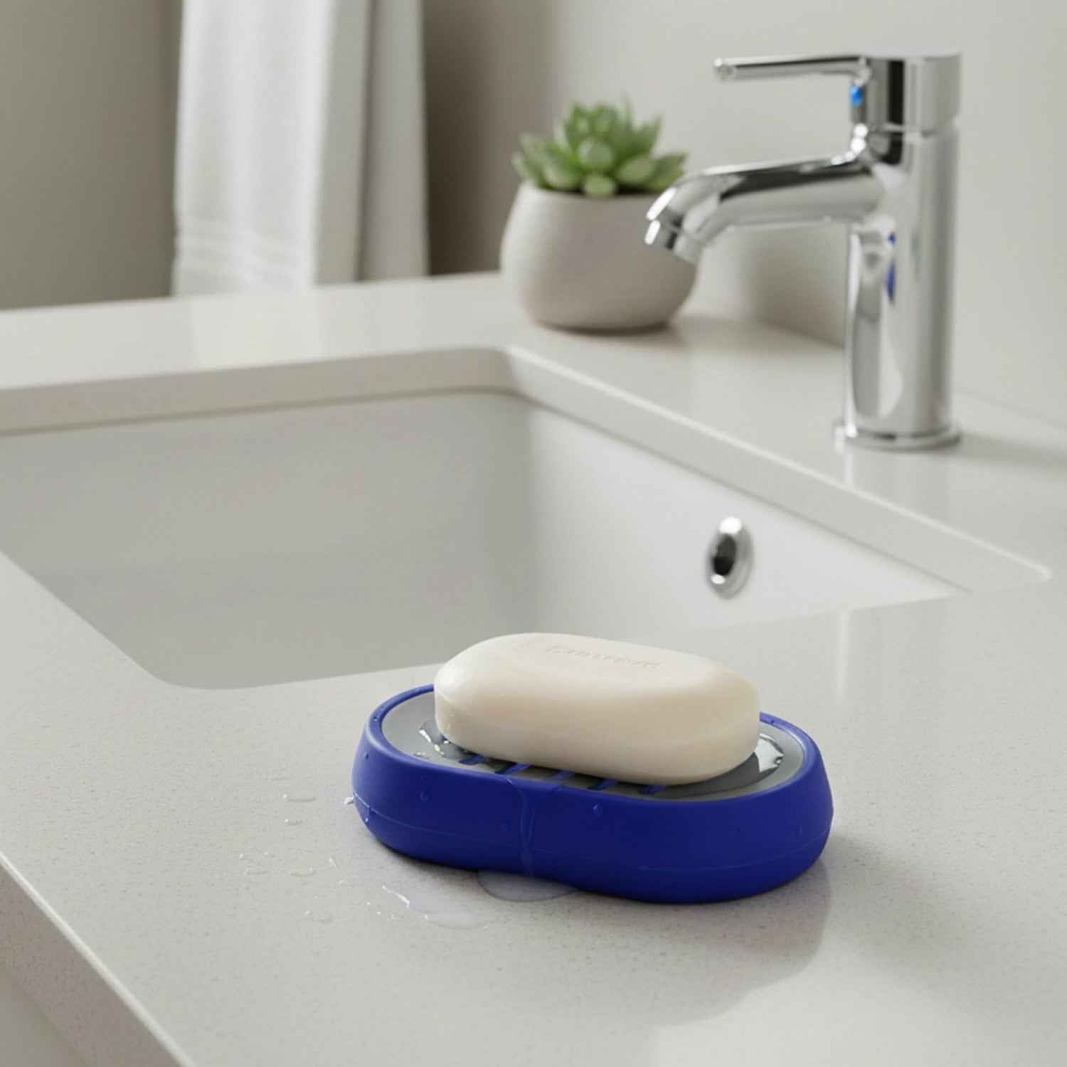 Plastic Soap Holder Tray With Drain Slots (1 Pc)