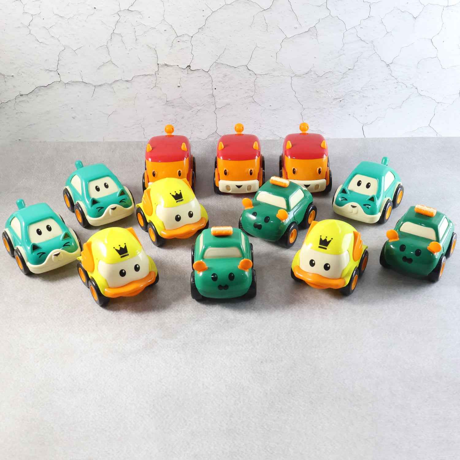 Cartoon Pull-back Car Toy Set For Kids (12 Pc)