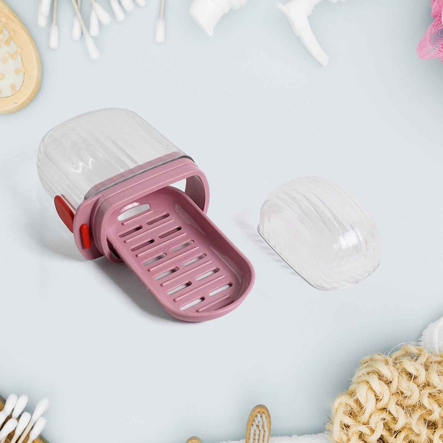 Multipurpose Plastic Soap Dish With Transparent Dust-proof Lid Sabudani (1 Pc)