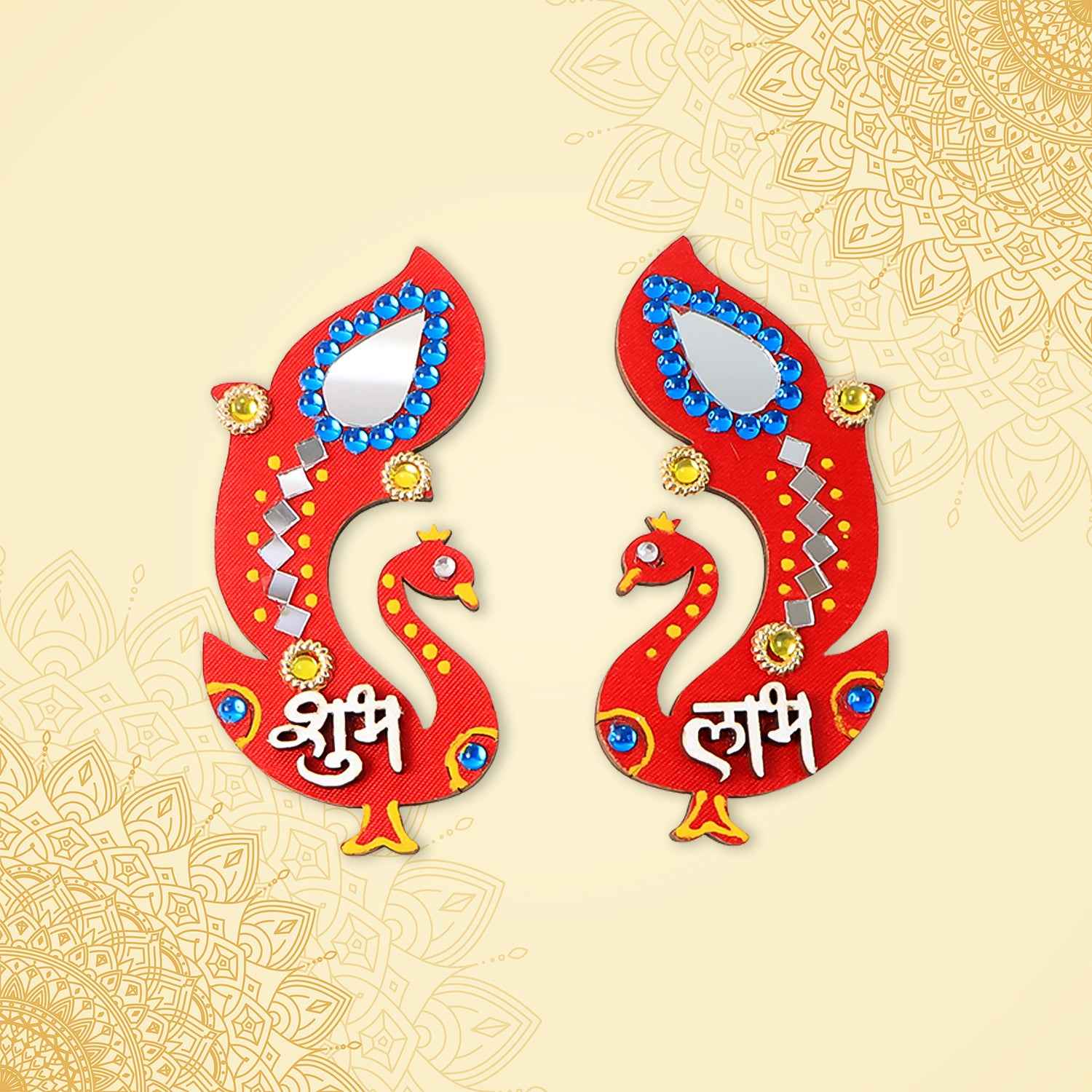 Decorative Wooden Shubh Labh Wall Hanging (2 Pc)