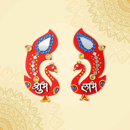 Decorative Wooden Shubh Labh Wall Hanging (2 Pc)