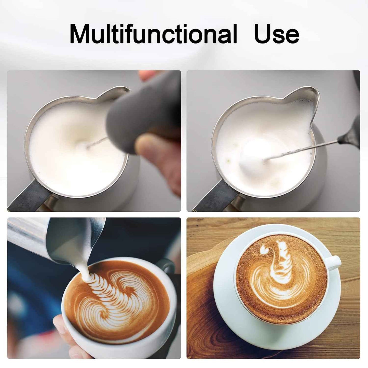 Small Electric Handheld Milk Frother With Stainless Steel Whisk (1 Pc)