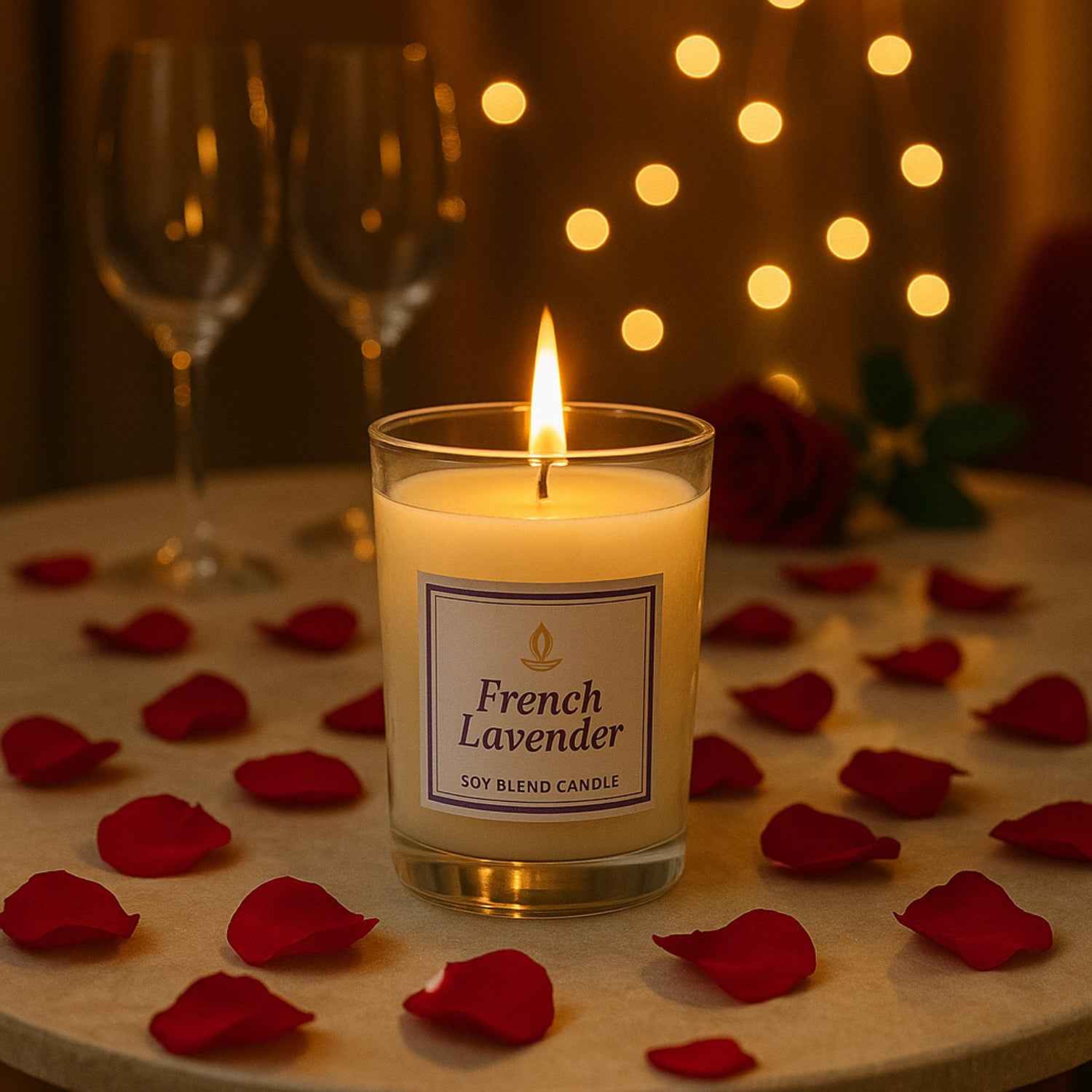 Inlief French Lavender Soy Blend Scented Candle In Glass Jar (50gm  1 Pc)