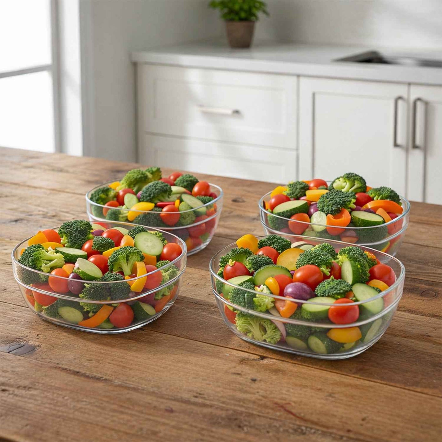 Transparent Multipurpose Serving Bowl Set (4 Pc Set)