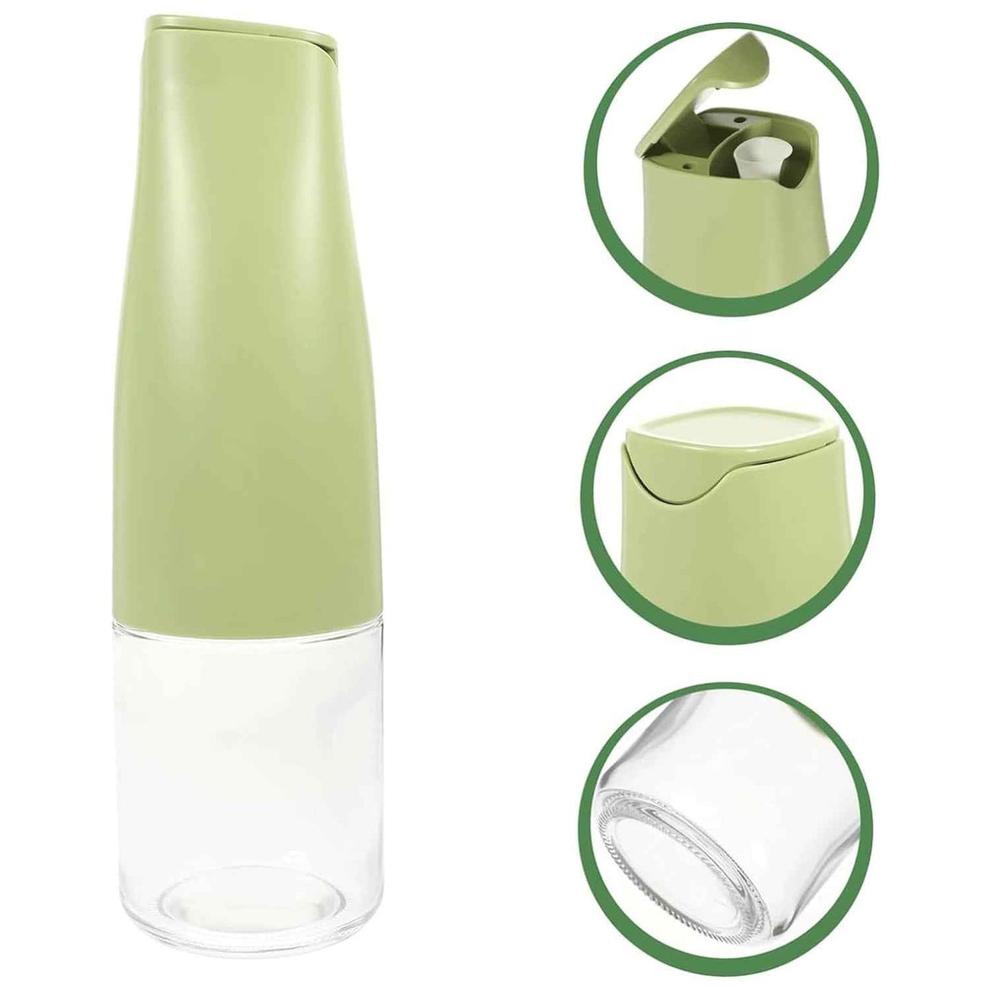 8214 Oil Dispenser 500ml Cooking Oil Dispensing Cruets Oil Bottle With Automatic Open Lid Kitchen Glass Oil Pot Cooking Oil Bottle For Kitchen Grilling Frying (500 Ml)