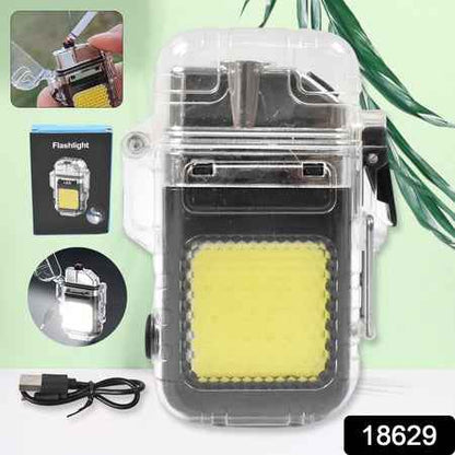 Usb Rechargeable Electric Lighter  3 Modes Cob Flashlight (1 Pc)