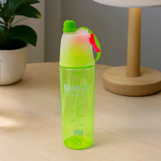 Plastic Dual Function Sports Water Bottle With Built-in Mist Spray And Leakproof Cap (600ml 1 Pc)
