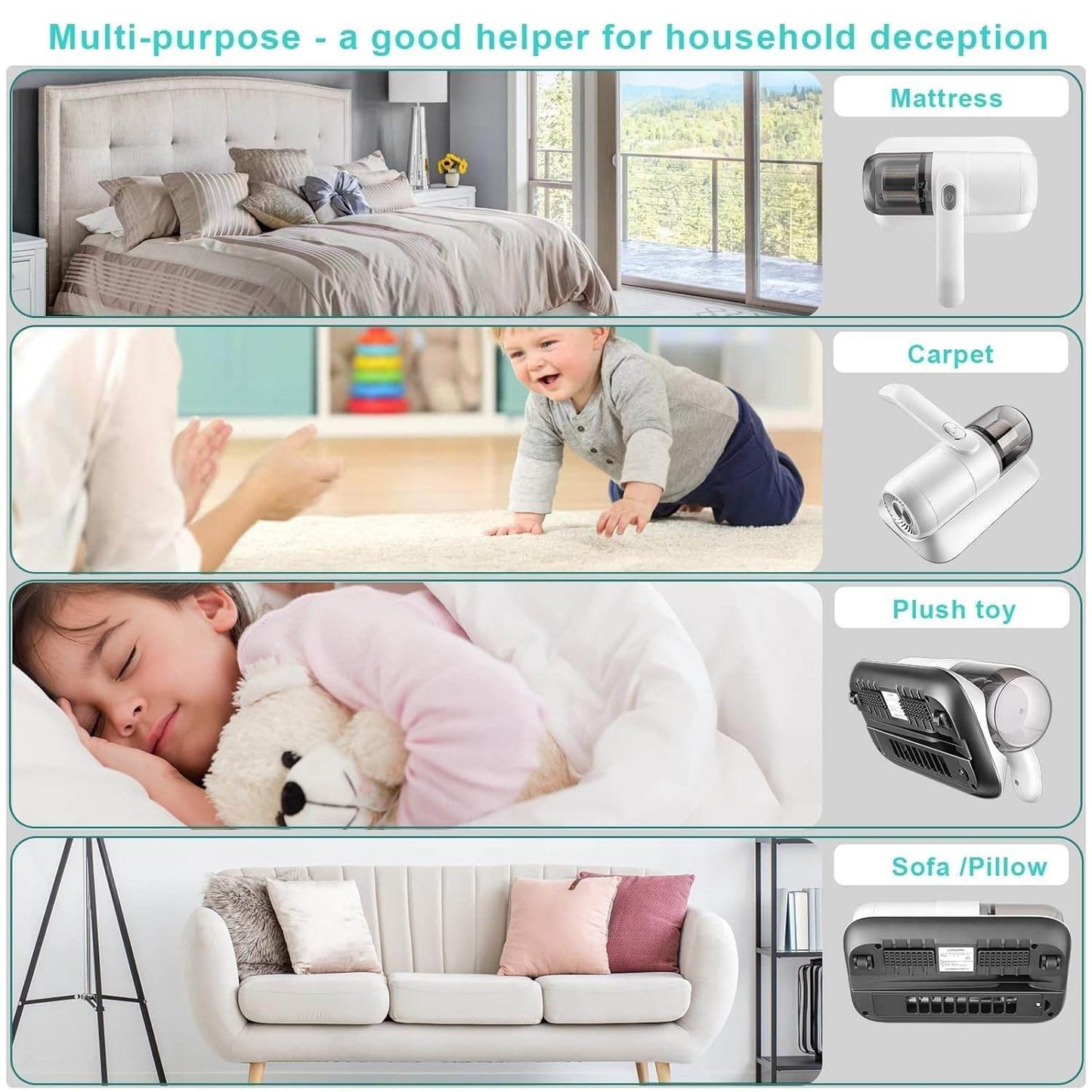 0227 Powerful Suction Portable Handheld Vacuum Cleaner - Low Noise Vacuum Cleaner For Bed - Cordless Vacuum Cleaner For Car Seat Crevices Pillows Mattresses Sofas Wireless Anti Dust And Mite Cleaner - Best Deals at BeSh Deals®