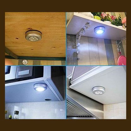 1716 4 Led Battery-powered Wireless Night Light Stick Tap Touch Lamp Stick-on Push Light For Closets Cabinets Counters Or Utility Rooms Cordless Touch Light