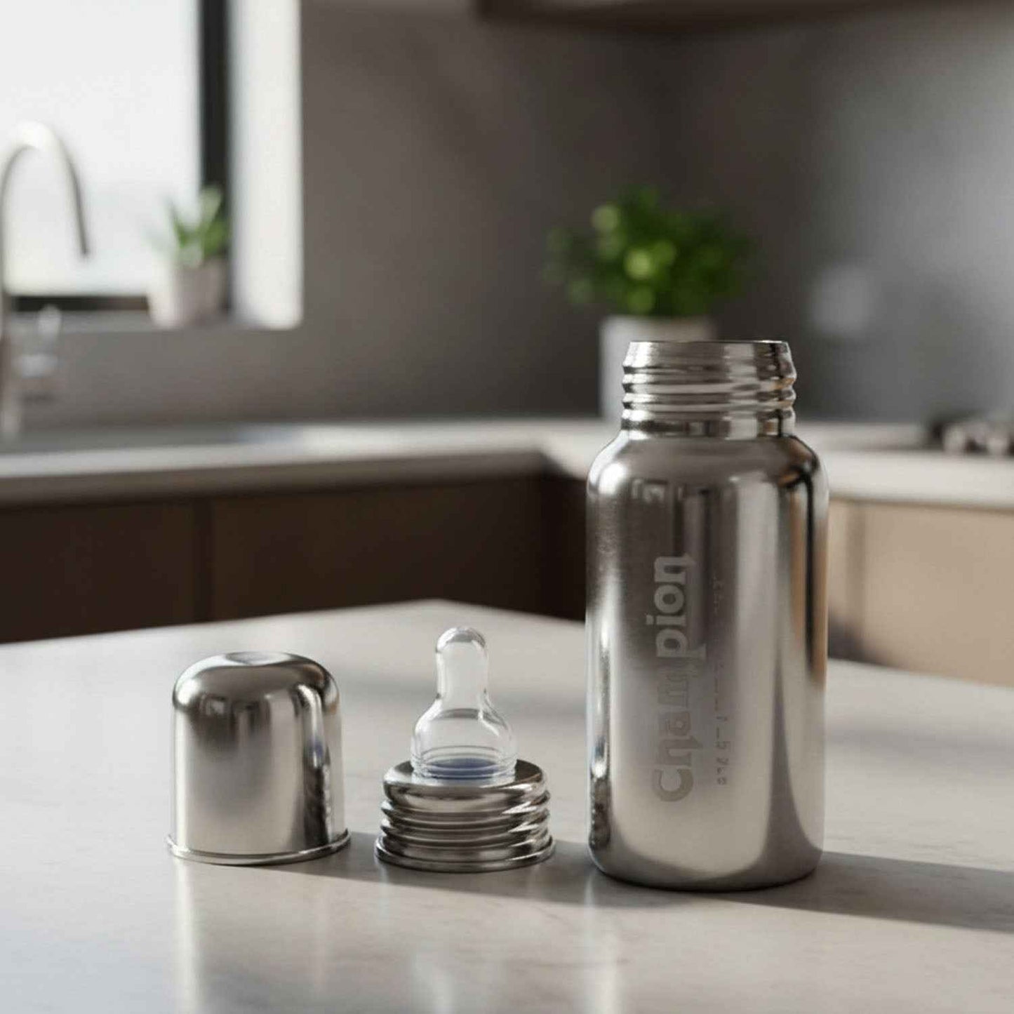 Stainless Steel Baby Feeding Bottle 200ml