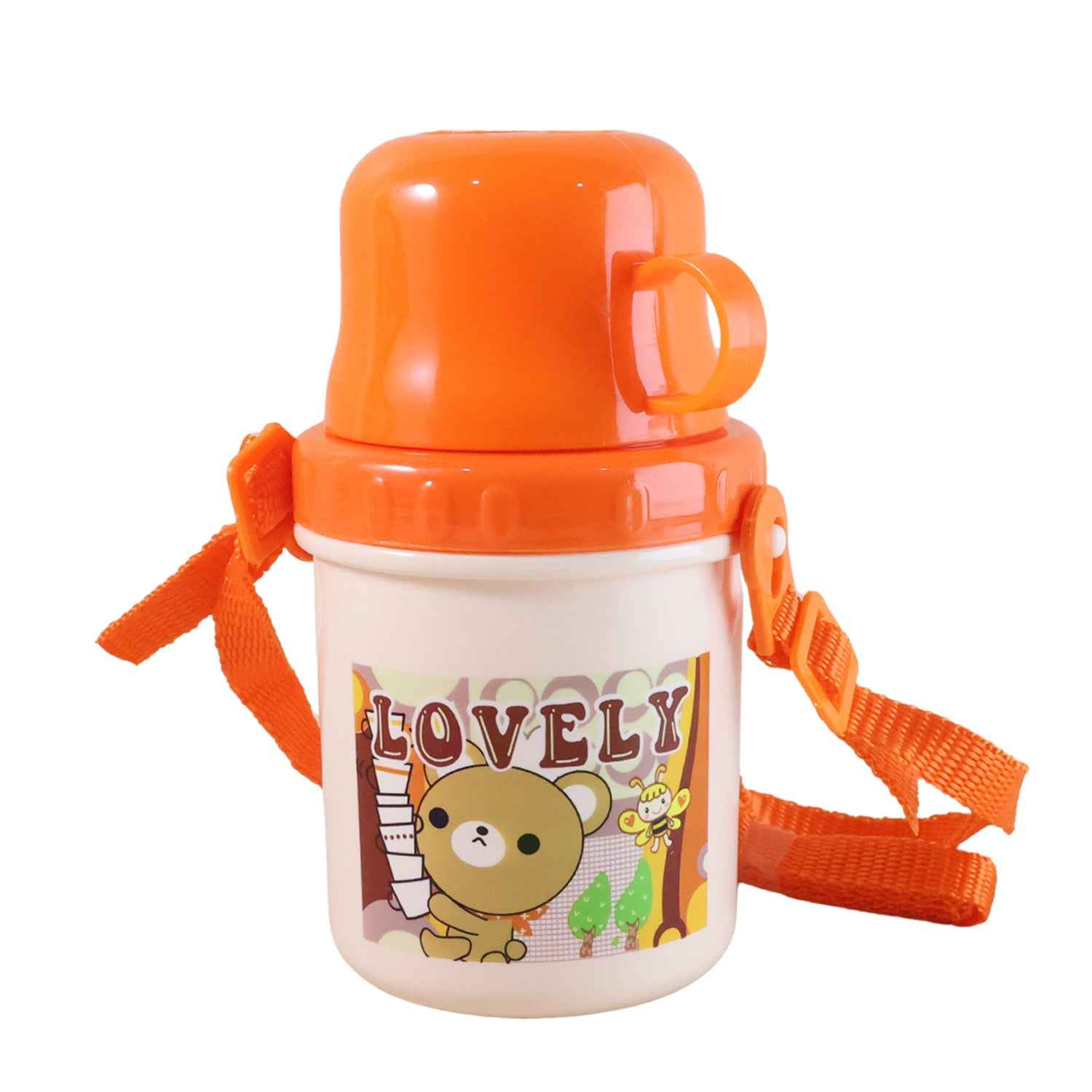 Lovely Cartoon Printed Plastic Cup With Lid (Approx. 350 Ml 1 Pc)