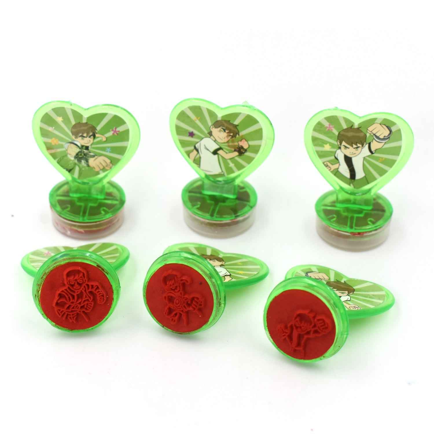 4804 Unique Cartoon Character Heart Shape Stamps 6 Pieces For Kids Motivation And Reward Theme Prefect Gift For Teachers Parents And Students (Multicolor)