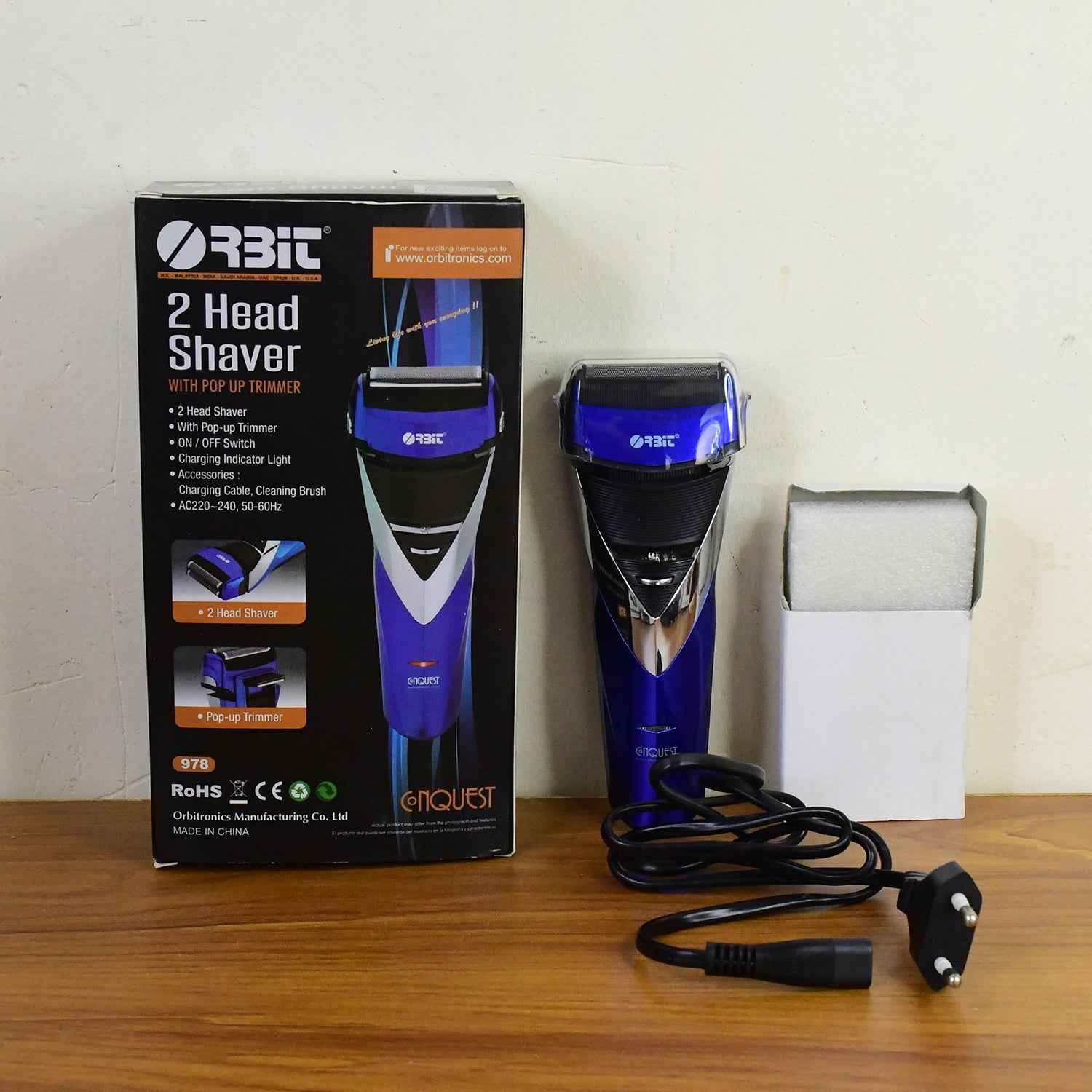 Orbit Rechargeable Electric Foil Shaver 2 Head Shaver With Pop Up Trimmer (1 Pc)