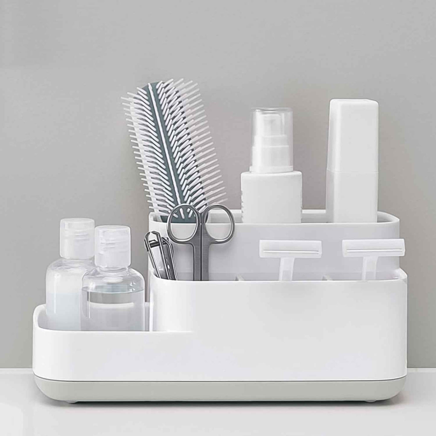 Plastic Multipurpose 5 Compartment Bathroom Desk Organizer Holder (1 Pc)