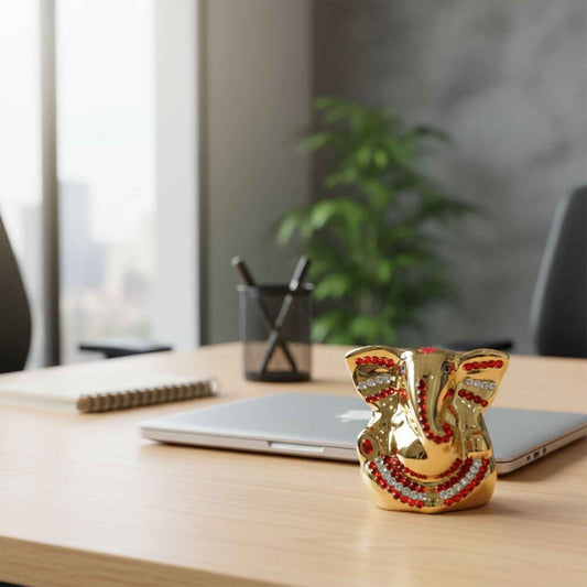 Golden Lord Ganesha Idol Decorative Showpiece (1 Pc)
