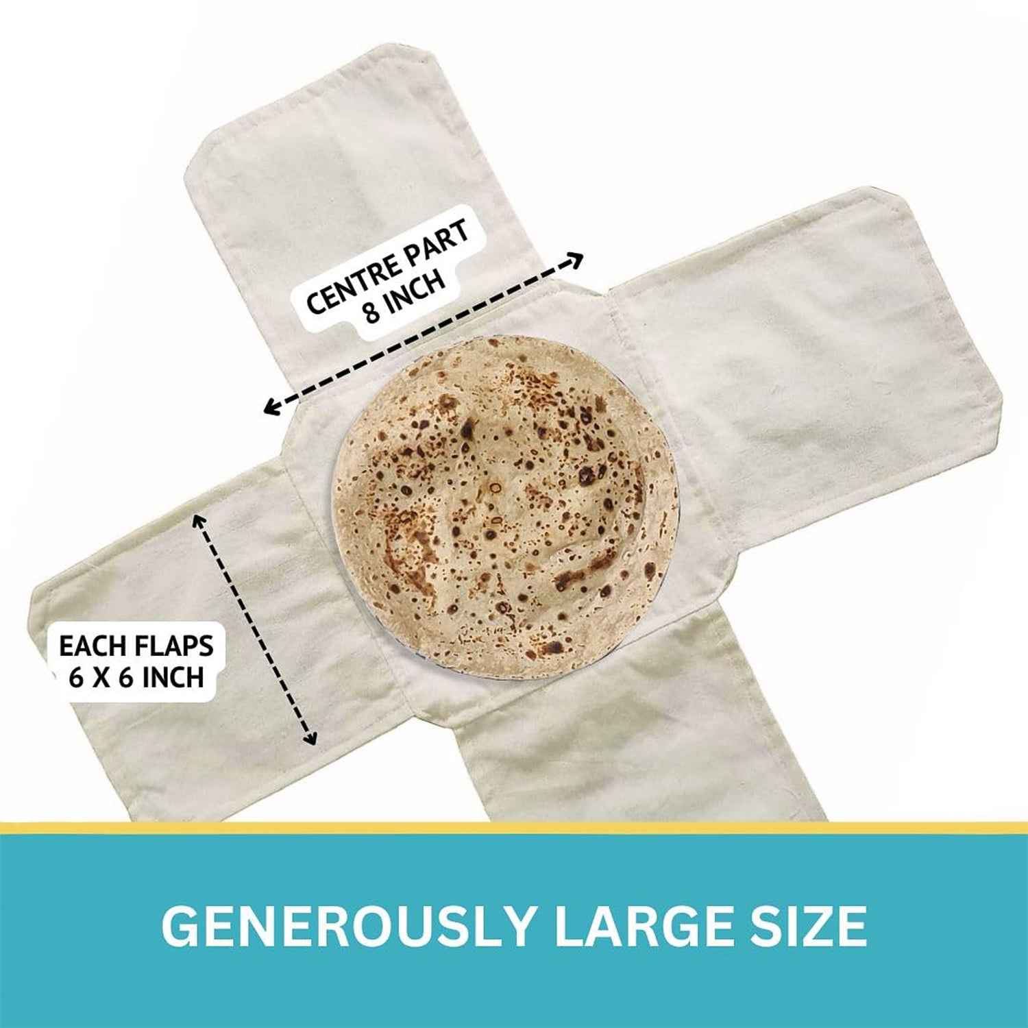 Pure Cotton Roti Mate Cloth Round Roti Cover (51  51 Cm 1 Pc)
