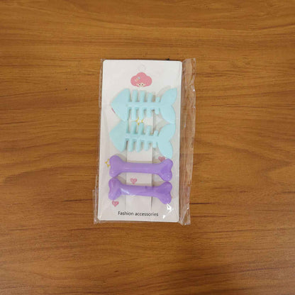 Cute Fishbone  Bone Shape Hair Clip Set (4 Pc)