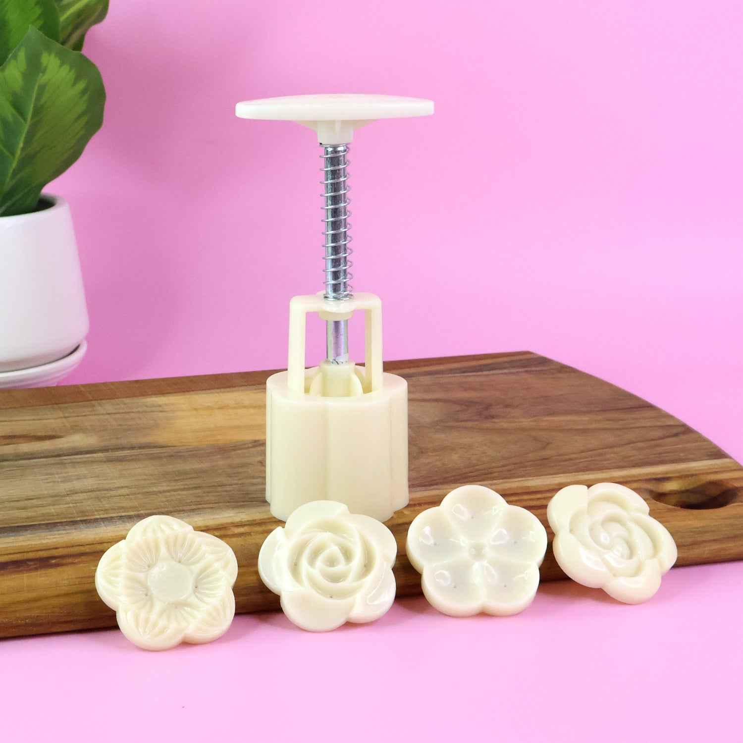 Mooncake Press Mold With 4 Stamps Set
