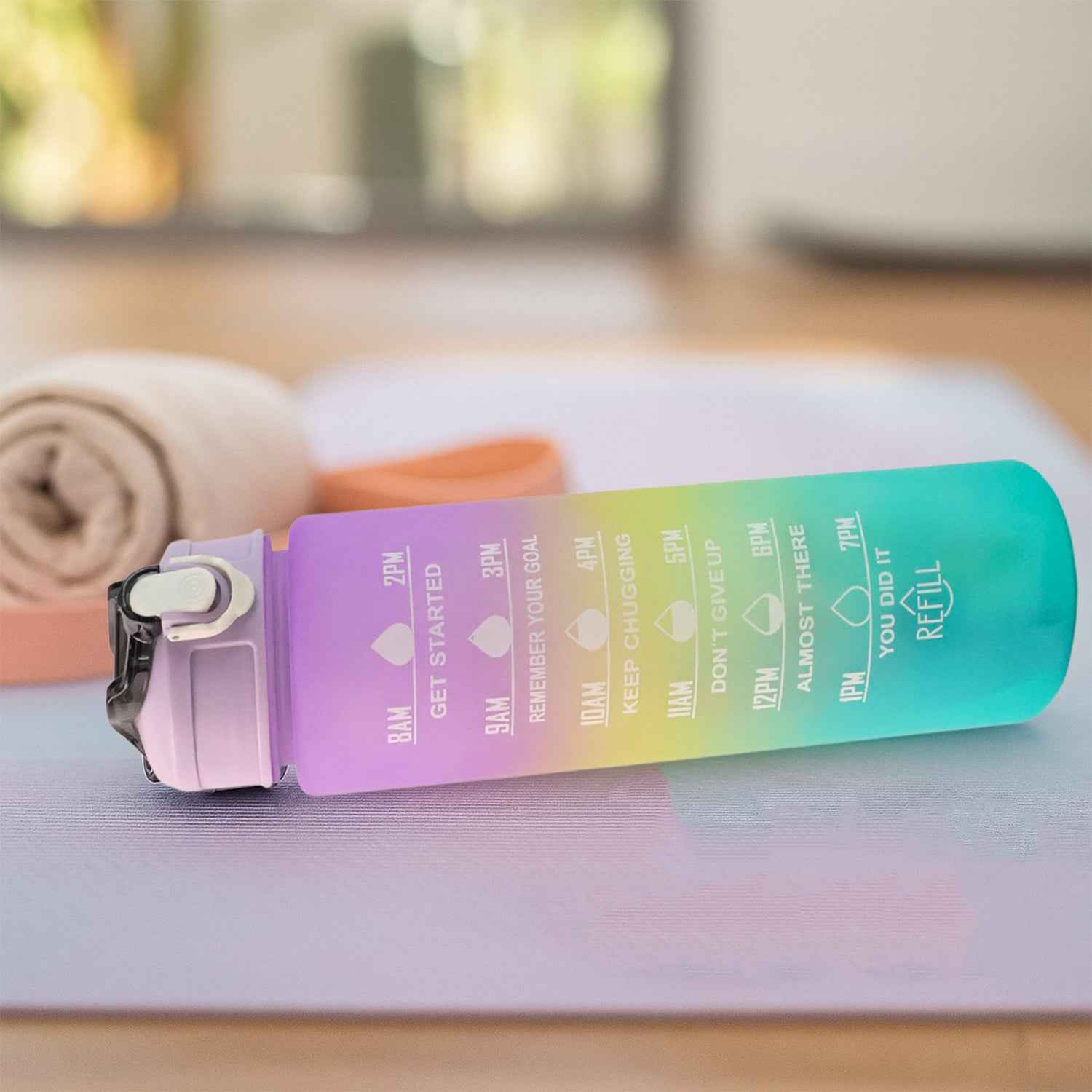 0325 Motivational Water Bottle With Straw  Time Marker Bpa-free Tritan Portable Gym Water Bottle Leakproof Reusable Special Design For Your Sports Activity Hiking Camping