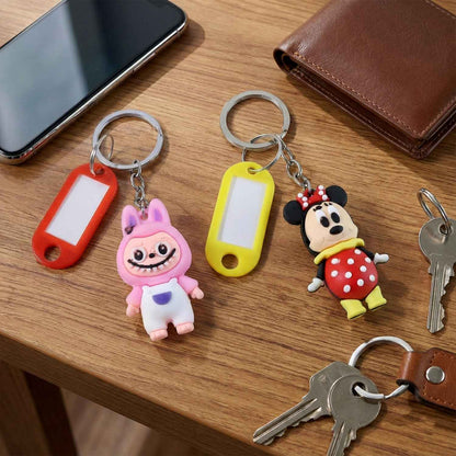 Cartoon Character Keychain With Name Tag (Mix Design 1 Pc)